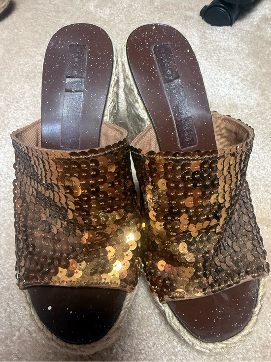 Marc By Marc Jacobs Shoes - Sequin Espadrille Slide Sandals - Bronze